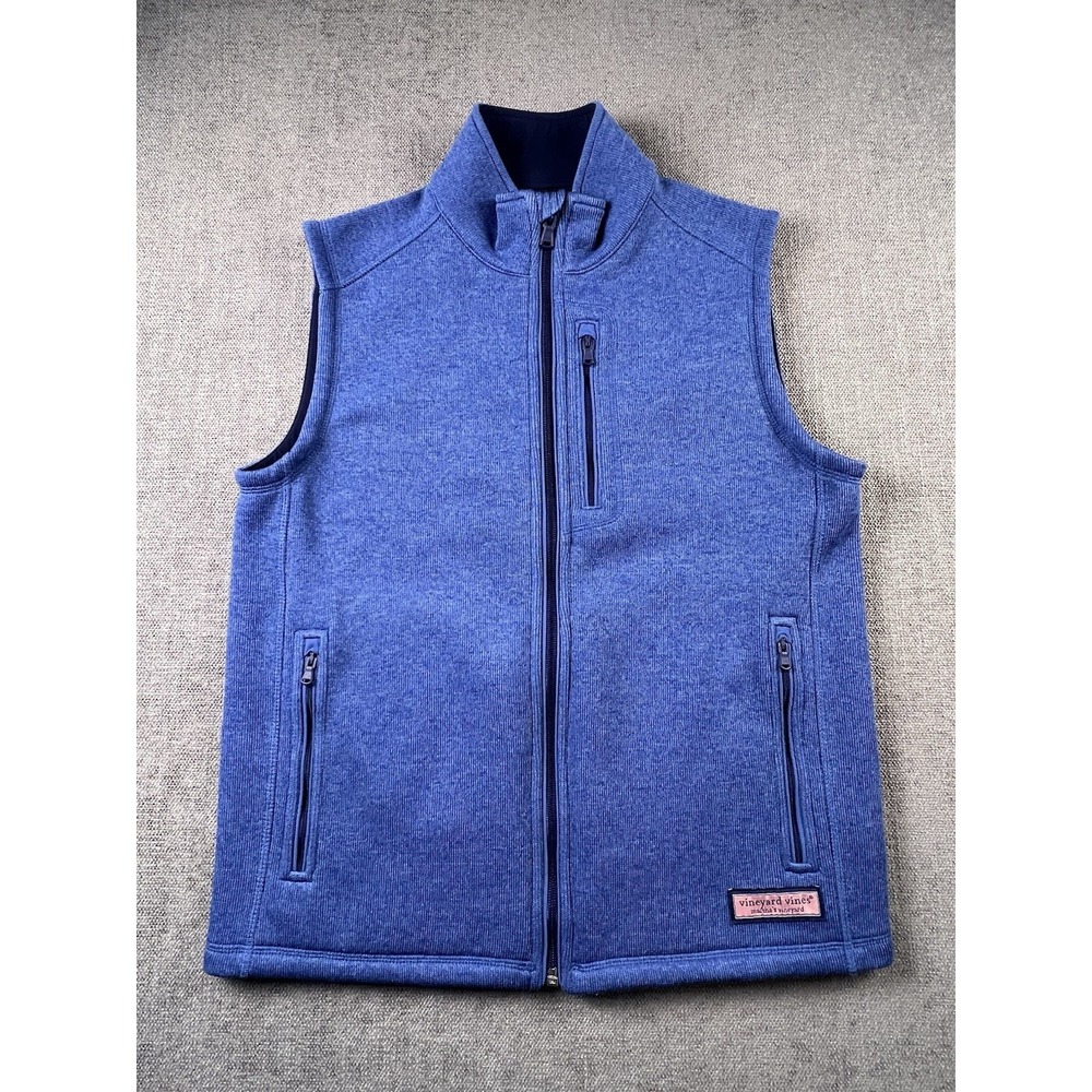 Vineyard Vines Vest‎ Youth Boys L 16 Blue Full Zip Pockets Preppy School Casual